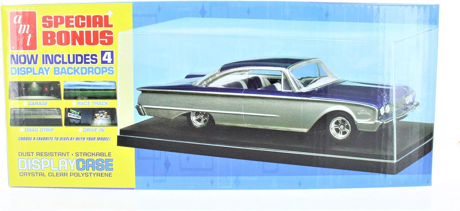 AMT 1:25 Scale Clear Polystyrene Car Model Display Case w/4 Backdrops AMT600/12