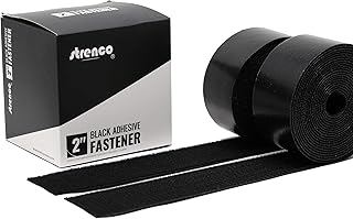 2 Inch Hook and Loop Strips with Adhesive - 5 Yards - Heavy Duty Tape - Black Sticky Back Fastener