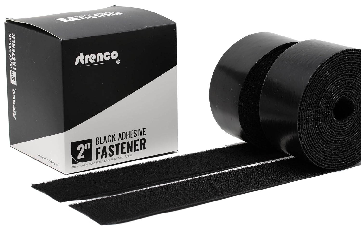 2 Inch Hook and Loop Strips with Adhesive - 5 Yards - Heavy Duty Tape - Black Sticky Back Fastener