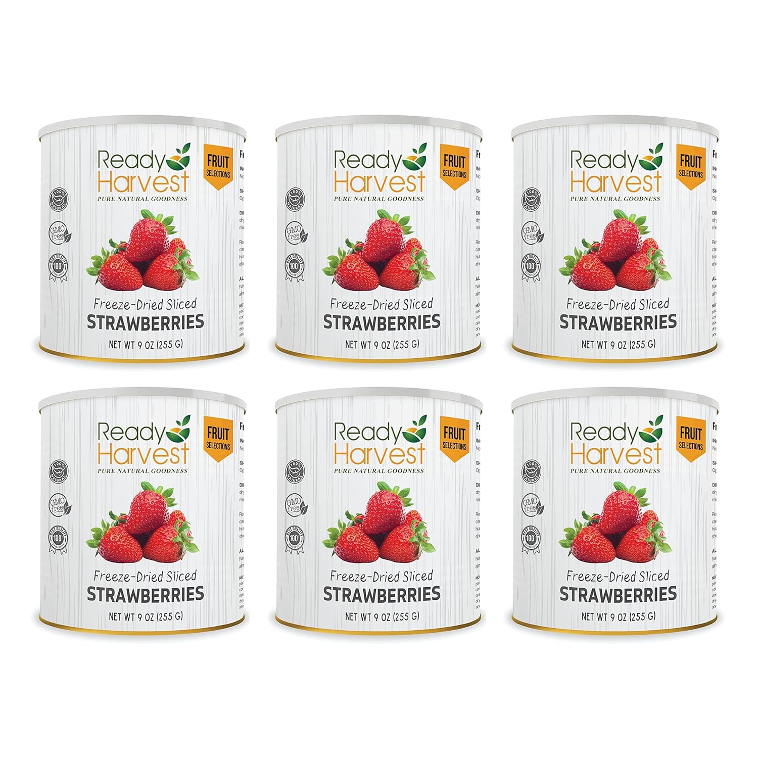 Ready Harvest Freeze Dried Strawberries | Healthy Emergency Snacks | Hurricane preparedness items as survival food | Pantry Staples | #10 Can | 30 Year Shelf Life | 6 Cans