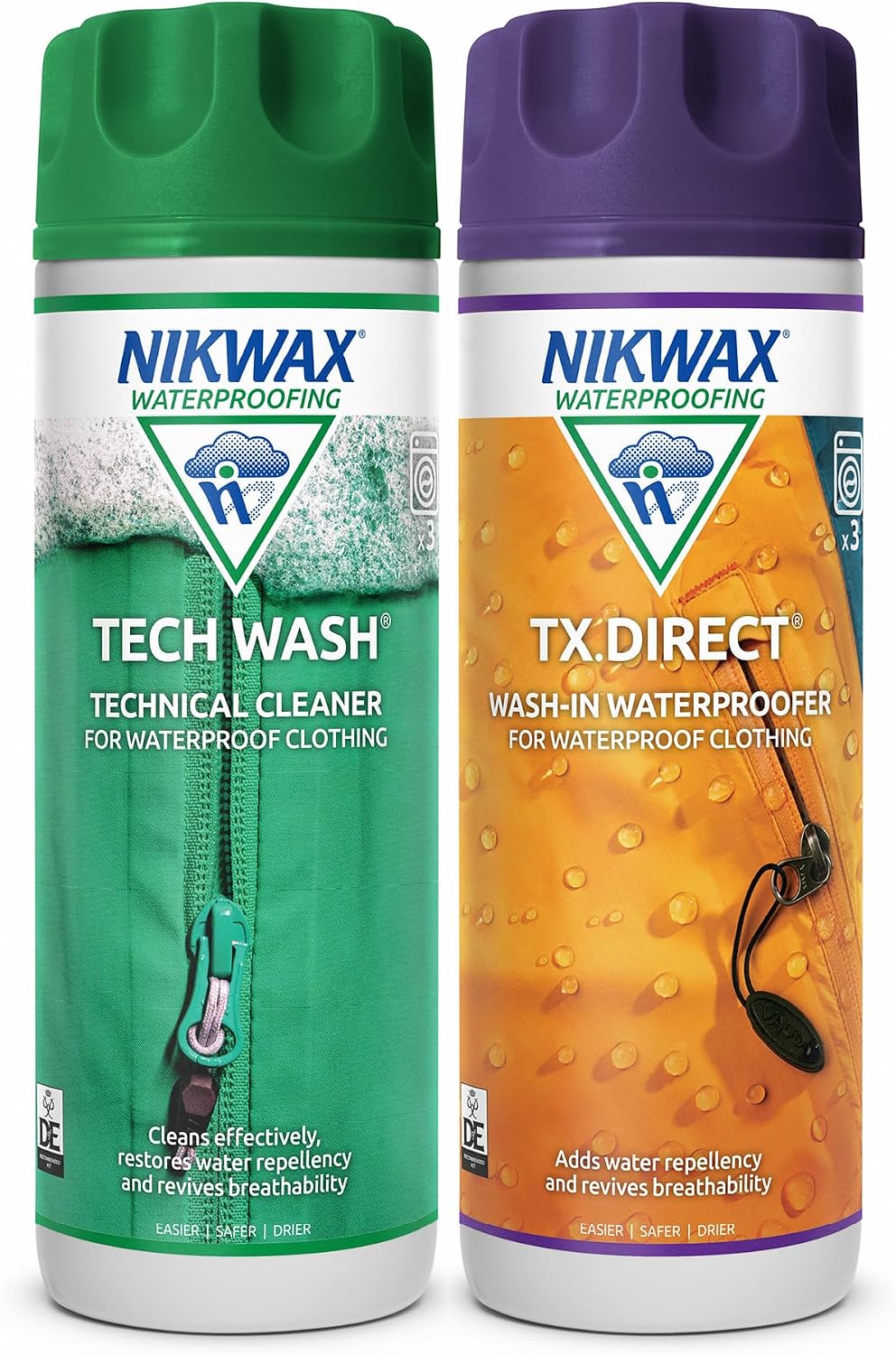 Nikwax Tech Wash & TX.Direct Twin Pack – Wash-In Cleaner and Waterproofer