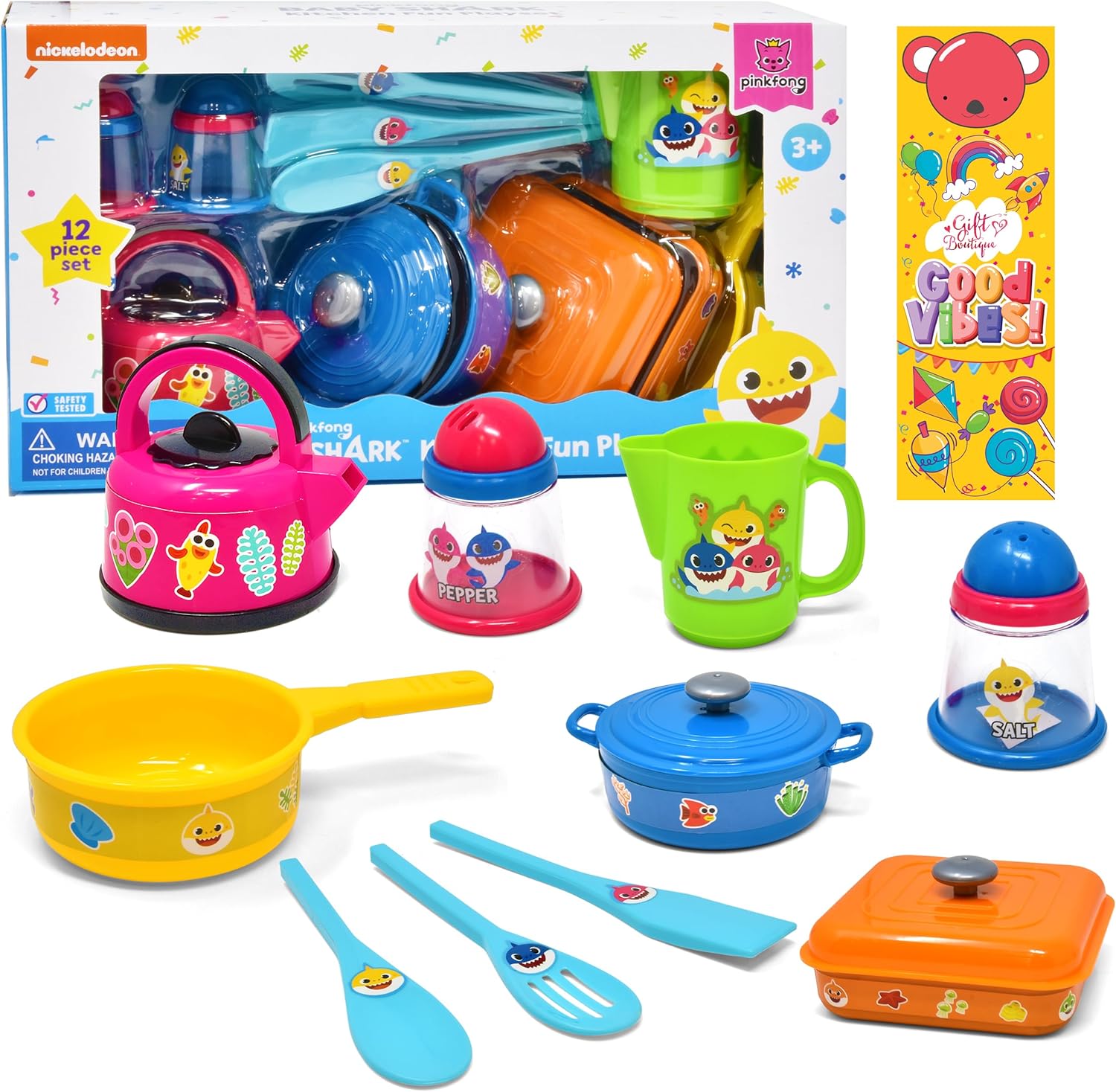 Baby Shark Pots and Pans Pretend Play Kids Kitchen Accessories for Toddler Girl Boy Toy Cooking Dishes Utensils Bowls