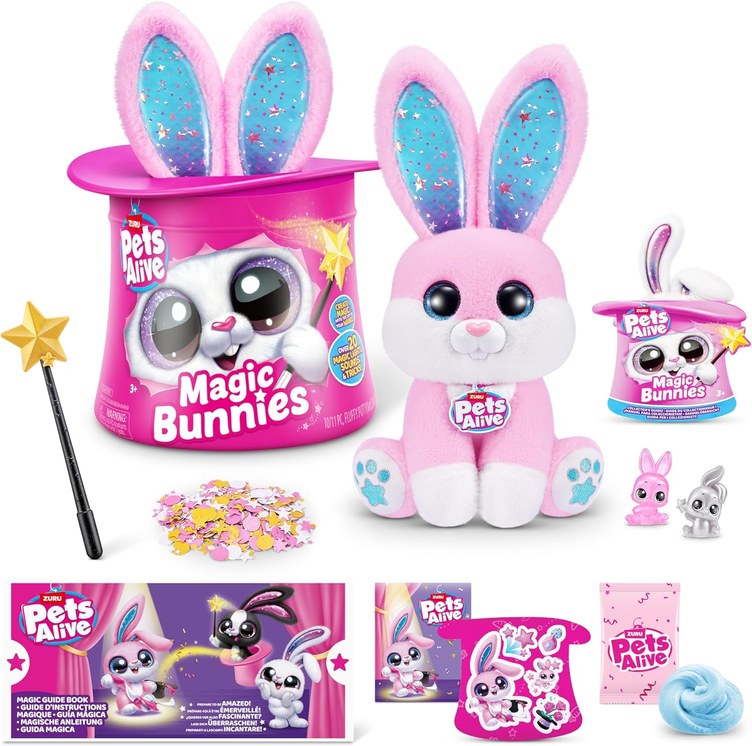 Pets Alive Magic Bunnies Pink Bunny (Candy) by ZURU Electronic Plush Unboxing Surprise Interactive Magic Toy