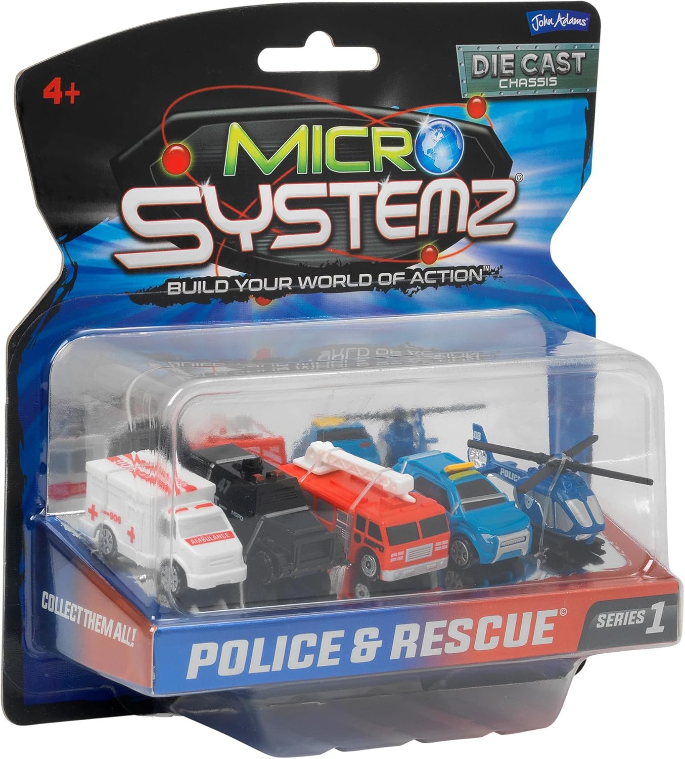 JOHN ADAMS | MICRO SYSTEMZ POLICE & RESCUE: Emergency themed set including 5 different micro vehicles! | Toy Vehicles & Playsets | Die Cast Cars | Ages 4+