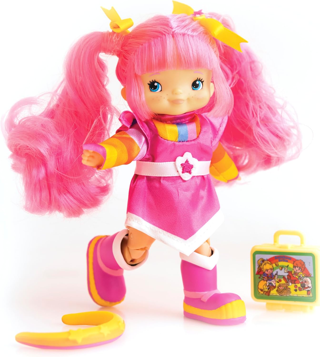 The Loyal Subjects Rainbow Brite 5.5-inch Tickled Pink Poseable Fashion Doll with 4 Surprise Reveal Accessories
