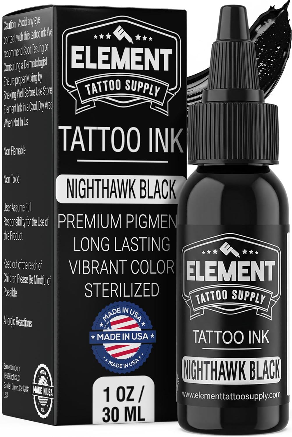 Element Tattoo Supply Nighthawk Black Tattoo Ink 1 oz