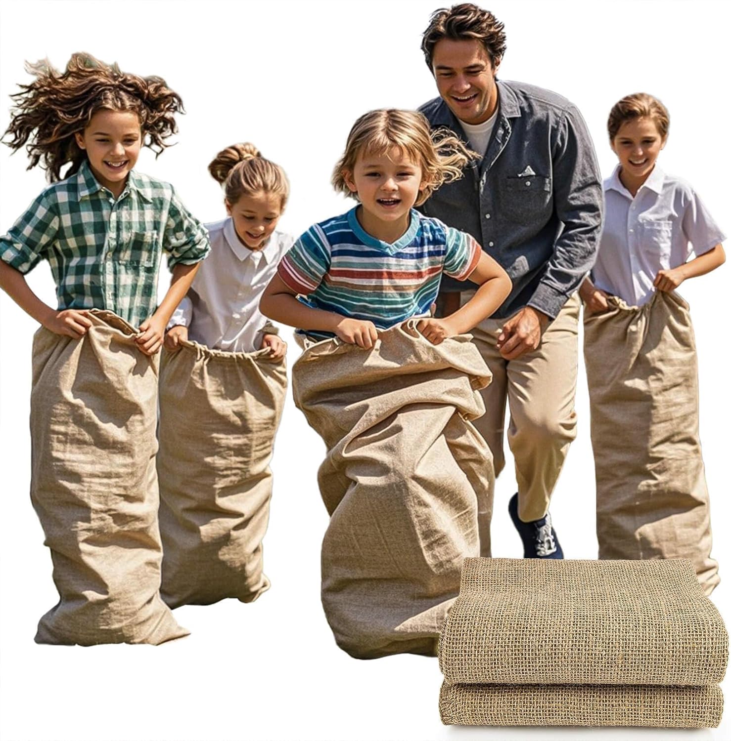 MAQIHAN 2 PCS Burlap Sacks Bulk - Natural Burlap Bags for Potato Sack Race, Plant Grow Bag, Idea for Grain Storage, Landscape Decor, Picnic and Field Games(Size 18 x 28.7 Inch)