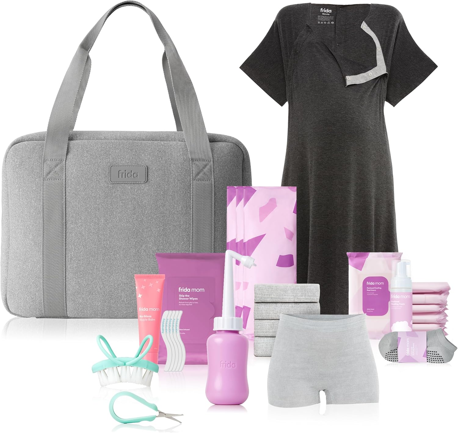 Frida Mom Pre-Packed Hospital Bag Essentials for Labor and Delivery, Postpartum Essentials for Recovery and Baby (30pc Gift Set)