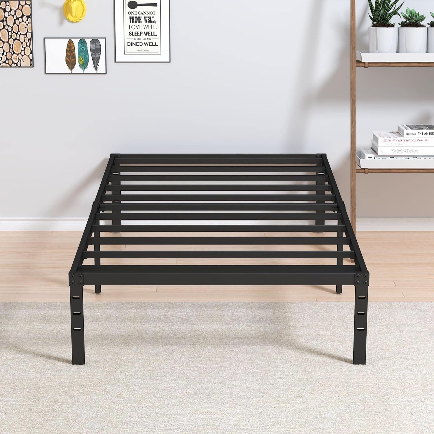 Heavy Duty Twin Bed Frame No Box Spring Needed, 12 Inch Metal Platform Bed Base Floor Bed Frame Twin Support Up to 2500 lbs, Easy Assembly, Noise Free, Black