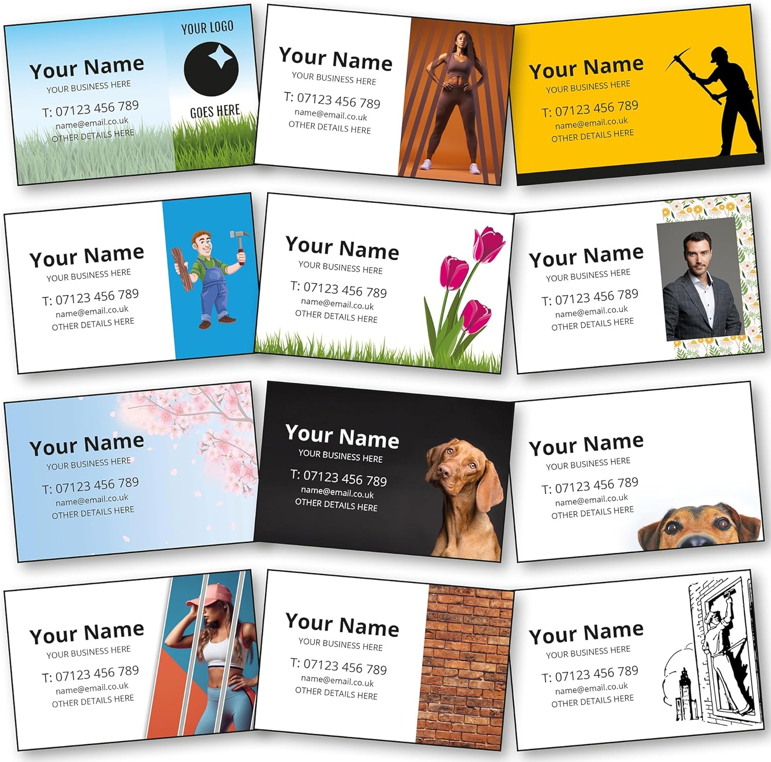 100 Printed Business Cards for Different Industries. Design and Personalise Your own Business Cards Instantly - Various Templates - Finest 350gsm Silk Board - Best Print Quality. 100% UK Made