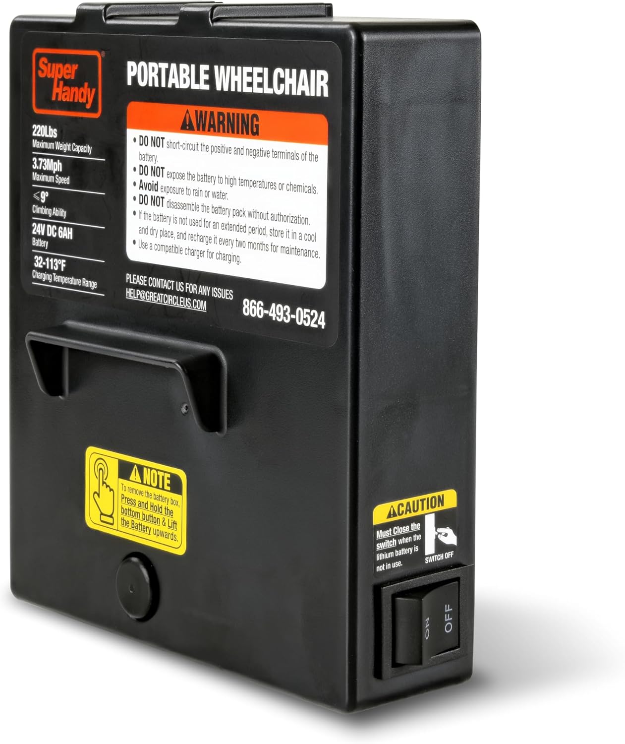 SuperHandy Wheelchair Replacement Battery - 24V 6Ah Lithium Extended-Life, Lightweight & Portable for Enhanced Mobility and Prolonged Use