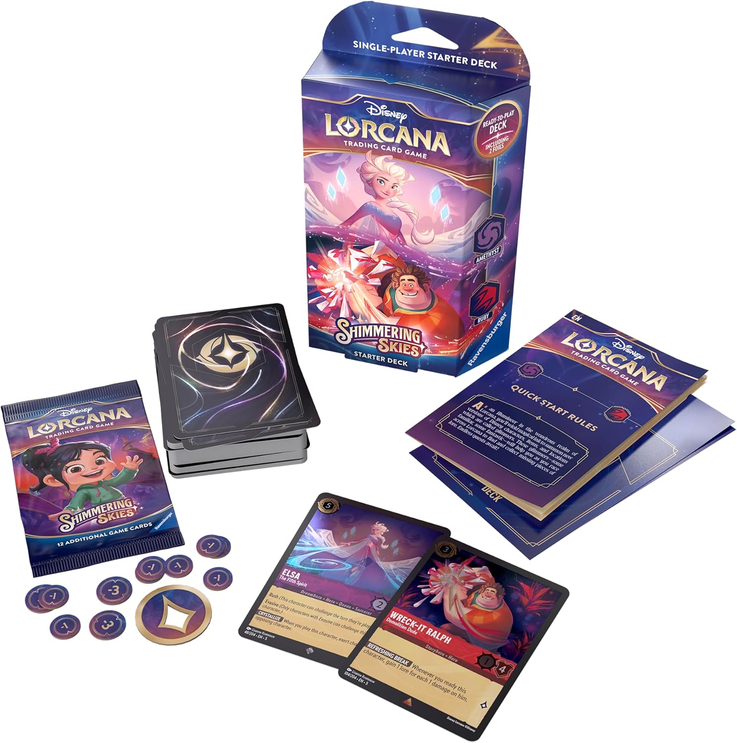 Ravensburger Disney Lorcana Trading Card Game for Adults and Kids Age 8 Years Up-Starter Deck B - Set 5: Shimmering Skies - Collectable TCG