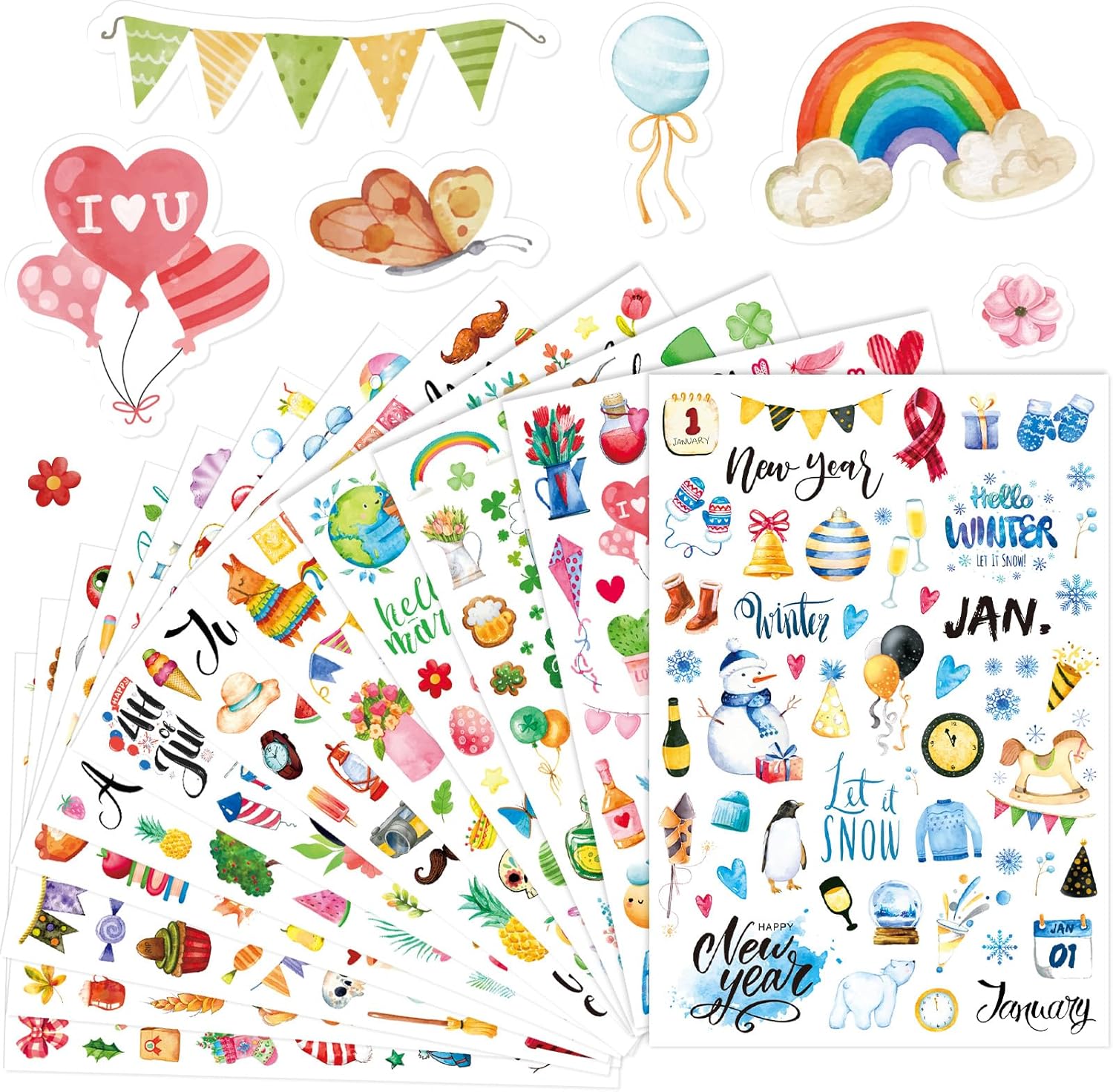 FindFunFine Planner Stickers for Monthly Daily Calendars - Vintage Holiday Seasonal Celebrations Decorating - Happy Scrapbook and Journaling Gifts