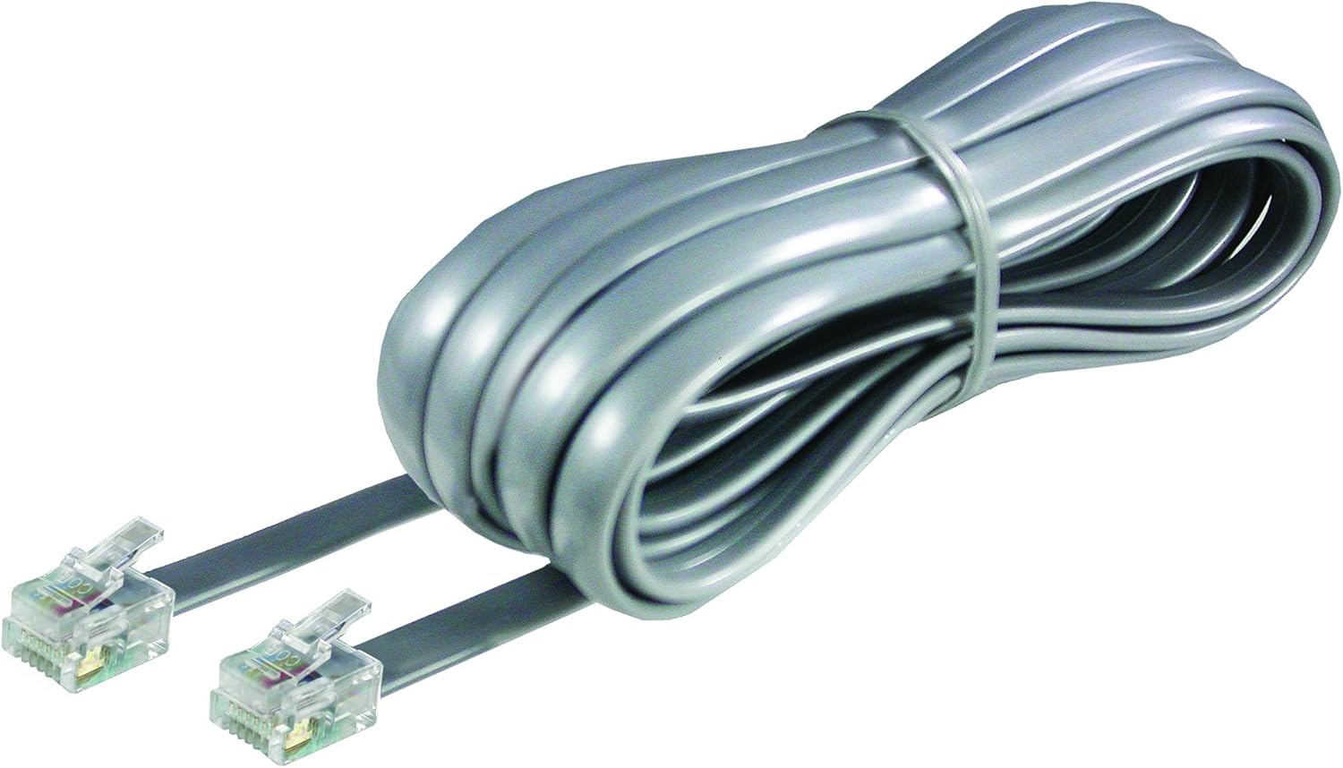 Softalk Phone Line Cord 15-Feet Silver Landline Telephone Accessory (46615)