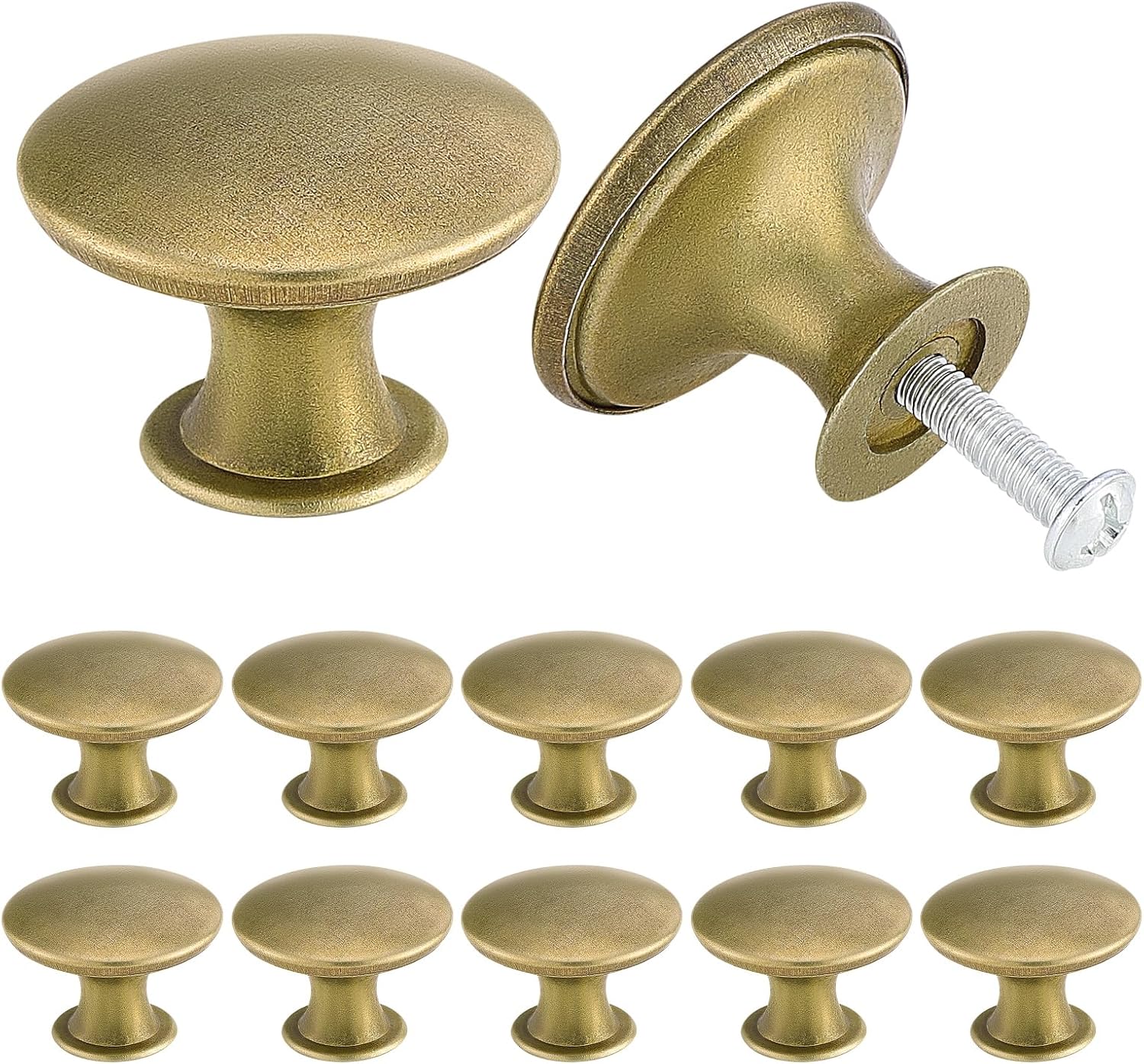 TsunNee 24PCS Vintage Cabinet Knobs, Chic Drawer Knobs, Antique Brass Kitchen Cupboard Handles, 30mm Round Furniture Door Knobs