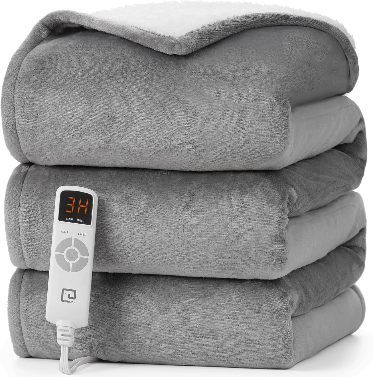 EHEYCIGA Electric Heated Blanket Throw, Heating Blanket Timer with 6 Heating Levels & 10 Hours Auto Off, Soft Warm Cozy Electric Over Blanket for Sofa, Chair 130x160 cm