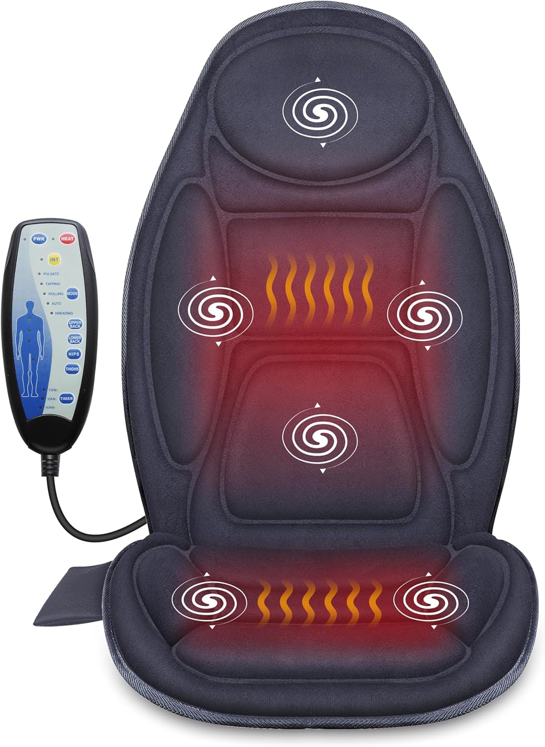 Snailax Vibration Massage Chair with Heat, Back Massager, Gifts for Women,Men, 6 Vibrating Massage Motors, 2 Heat Levels, Father's Day Gifts