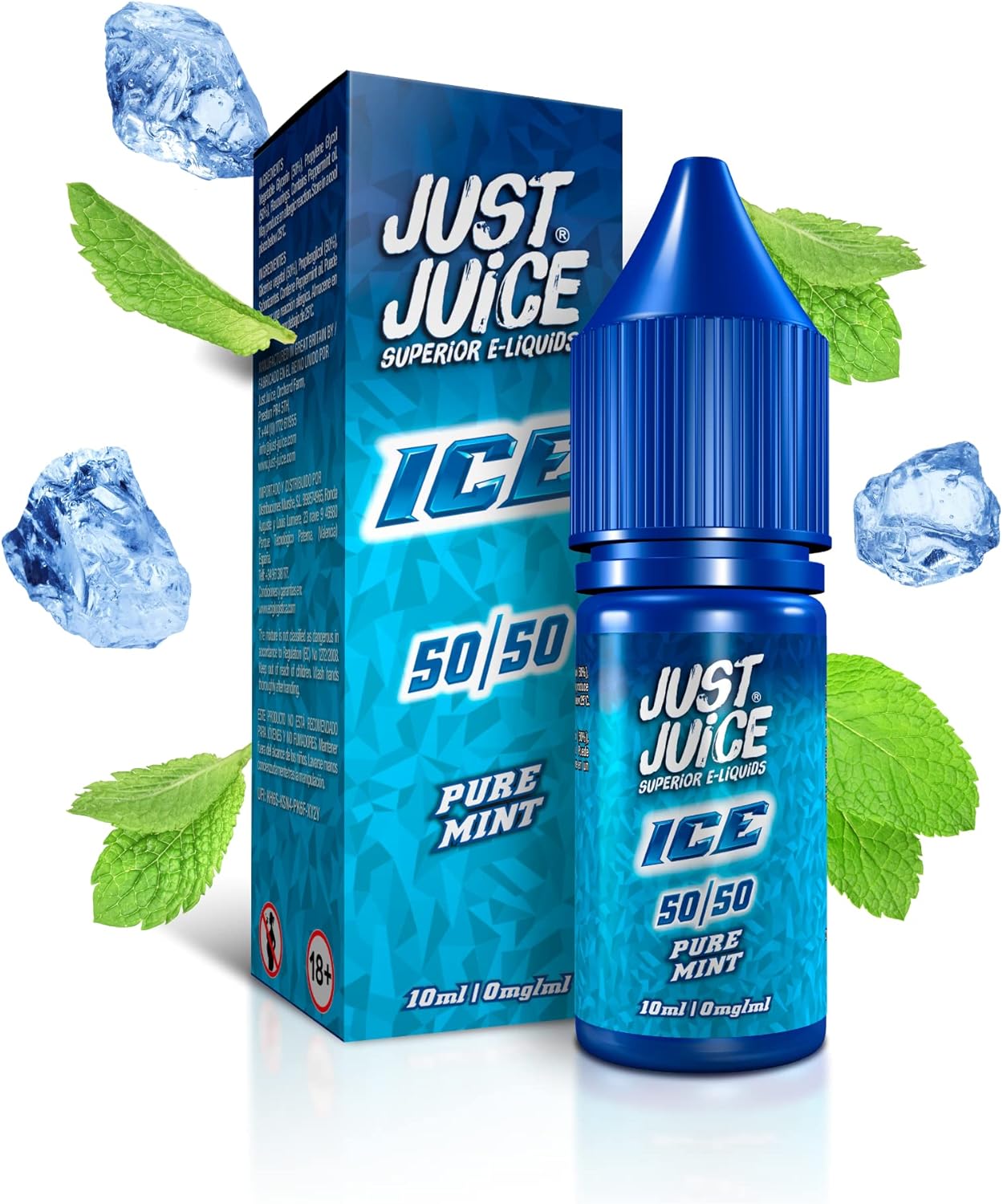 Just Juice Superior E-Liquids Vape Liquid with - Pure Mint ICE Flavour - 10ml Bottle, 50/50 0mg e-Liquid, with Menthol Flavours