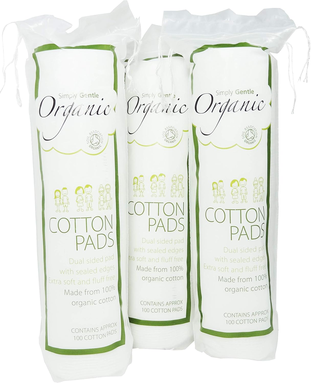 Simply Gentle Organic Cotton - Pack of 100 Pads (Pack of 3)