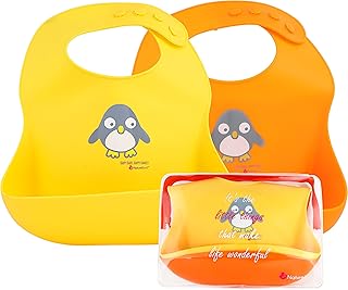 NatureBond Silicone Baby Bibs Easily Wipe Clean With Waterproof Pouch (2 PCs)