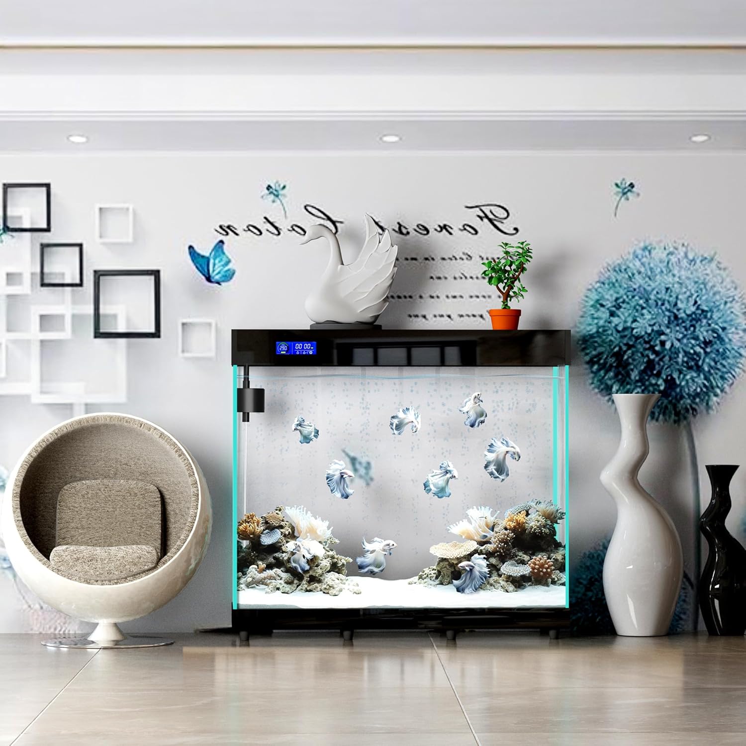 Automatic Filtering Automatic Circulation Large Aquarium 47.5W* 43D* 14H (Black)