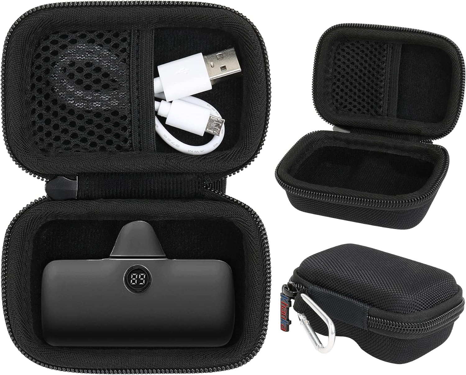 Khanka Hard Travel Case for iWALK Compact Power Bank Charger 4800/4500/3350mAh and Charging Cable(Balck,Case Only)