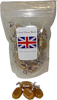 Original British Candy World Imported Butterscotch Sweets Candy Imported From the UK England Wrapped Butterscotch Flavored Hard Boiled Sweets Candy