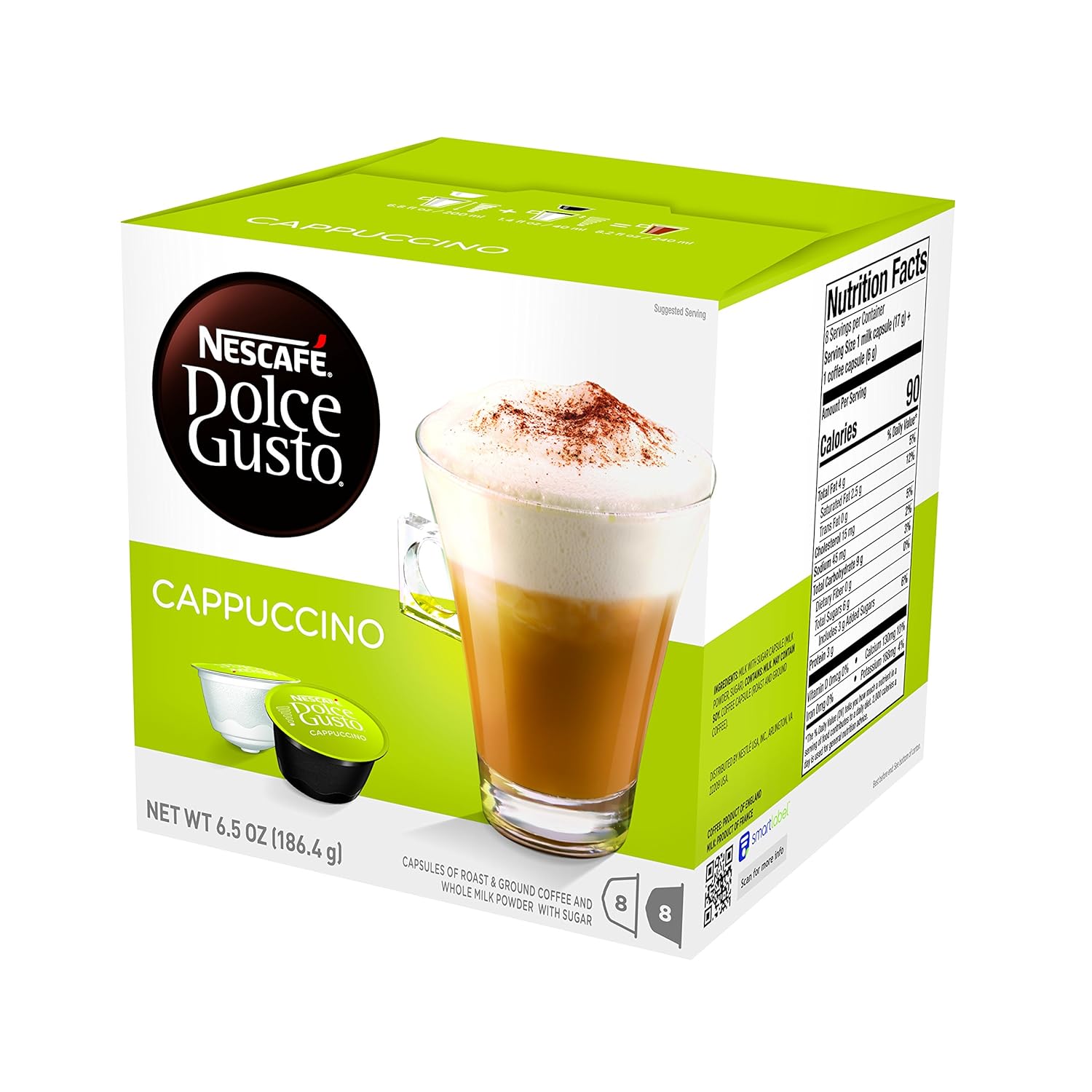 Dolce Gusto Nescafe Coffee Pods, Cappuccino, 16 capsules (Pack of 3)