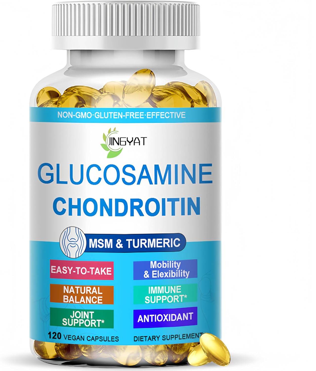Glucosamine Chondroitin Softgels,High Absorption Joint Support Supplement for Women & Men with Glucosamine Chondroitin MSM and Turmeric,Supports Healthy Joint Structure,Function&Comfort, 120 Capsules