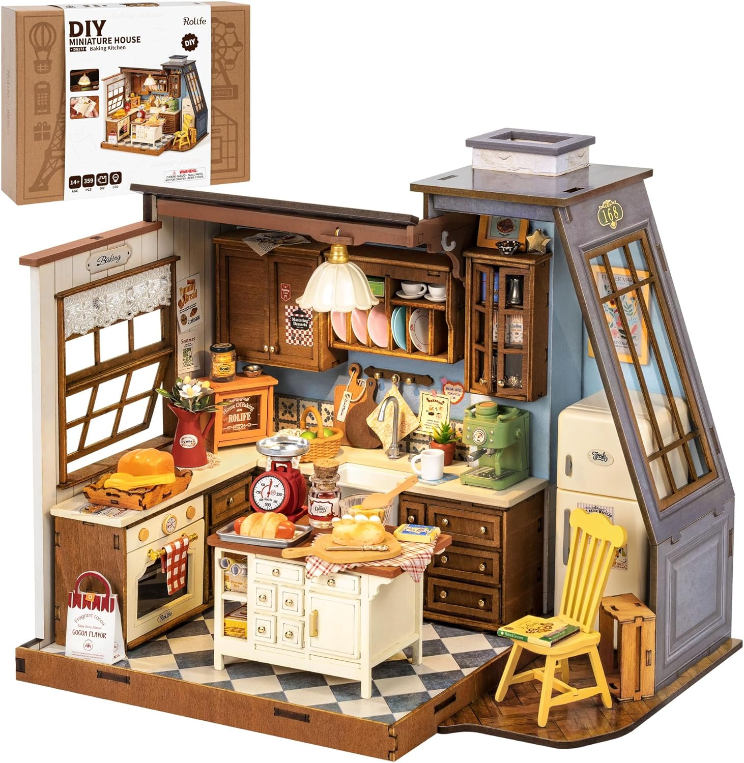 Rolife DIY Miniature House Kit for Adults, Mini Wooden Dollhouse Kit, Tiny House Diorama Building Kits-Birthday Christmas Craft Hobbies Gift for Teens Kids (Baking Kitchen)
