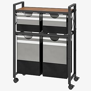 2 Tier Laundry Sorter with Shelf, 140L Laundry Sorter 4 Sections, Laundry Basket Organizer with Rolling Wheels, Gradient Grey