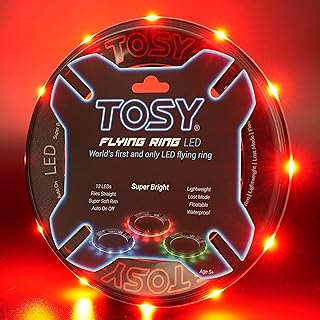 TOSY Flying Ring - 16 Million Color RGB or 12 LEDs, Super Bright, Lost Mode, Auto Light Up, Safe & Soft, Waterproof, Lightweight Frisbee, Birthday, Camping & Outdoor/Indoor Gift Toy for Boy/Girl/Kid