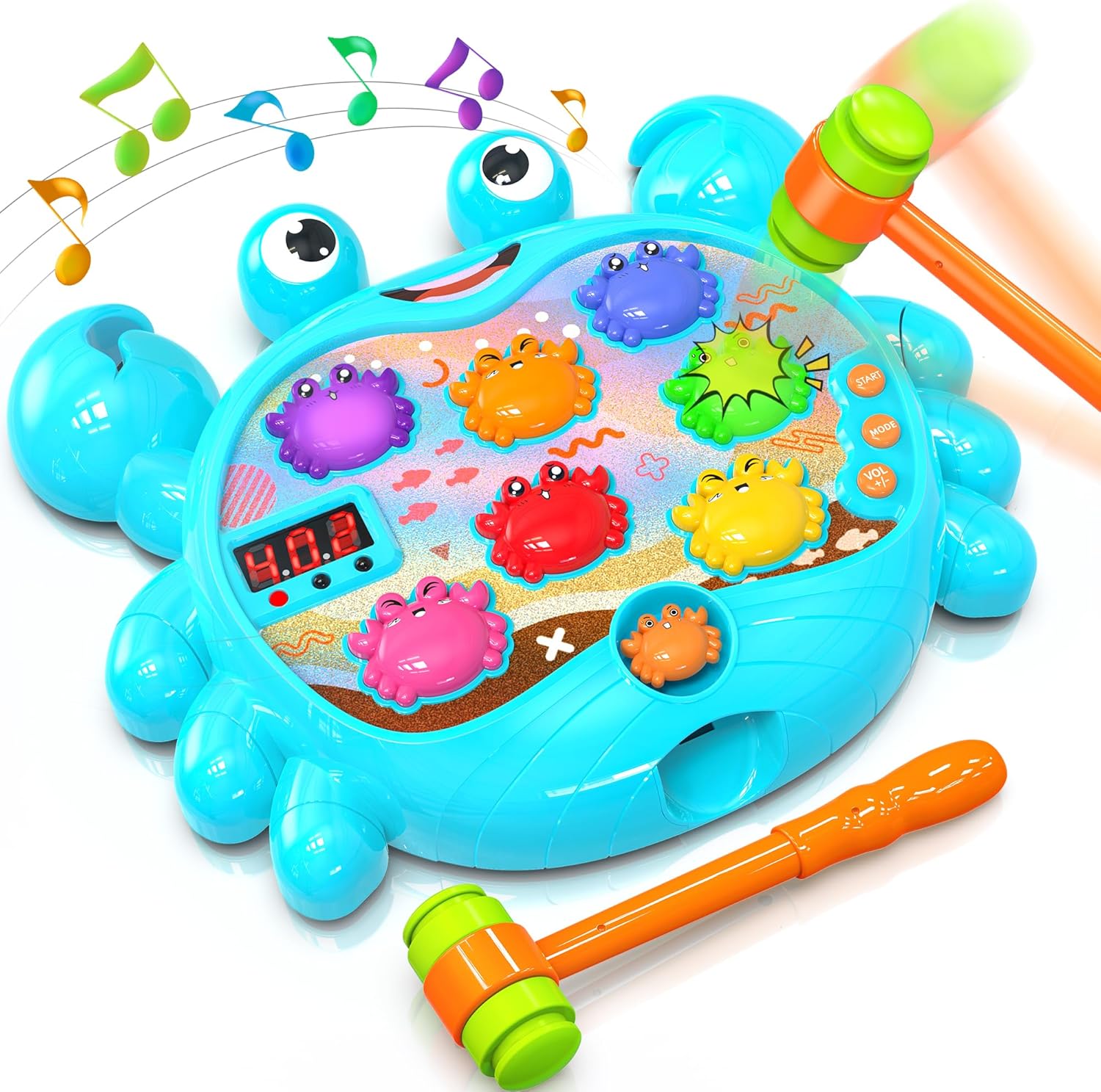 HopeRock Toddler Toys for 2-4 Year Old Boy, 2 Year Old Boy Birthday Gift with 2 Hammers, Toddler Game Learning Toy, Music Spray and Light-up, Birthday Gift for Toddler Game Boy Toys