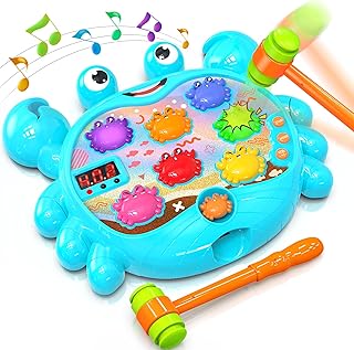HopeRock Toddler Toys for 2-4 Year Old Boy, 2 Year Old Boy Birthday Gift with 2 Hammers, Toddler Game Learning Toy, Music Spray and Light-up, Birthday Gift for Toddler Game Boy Toys