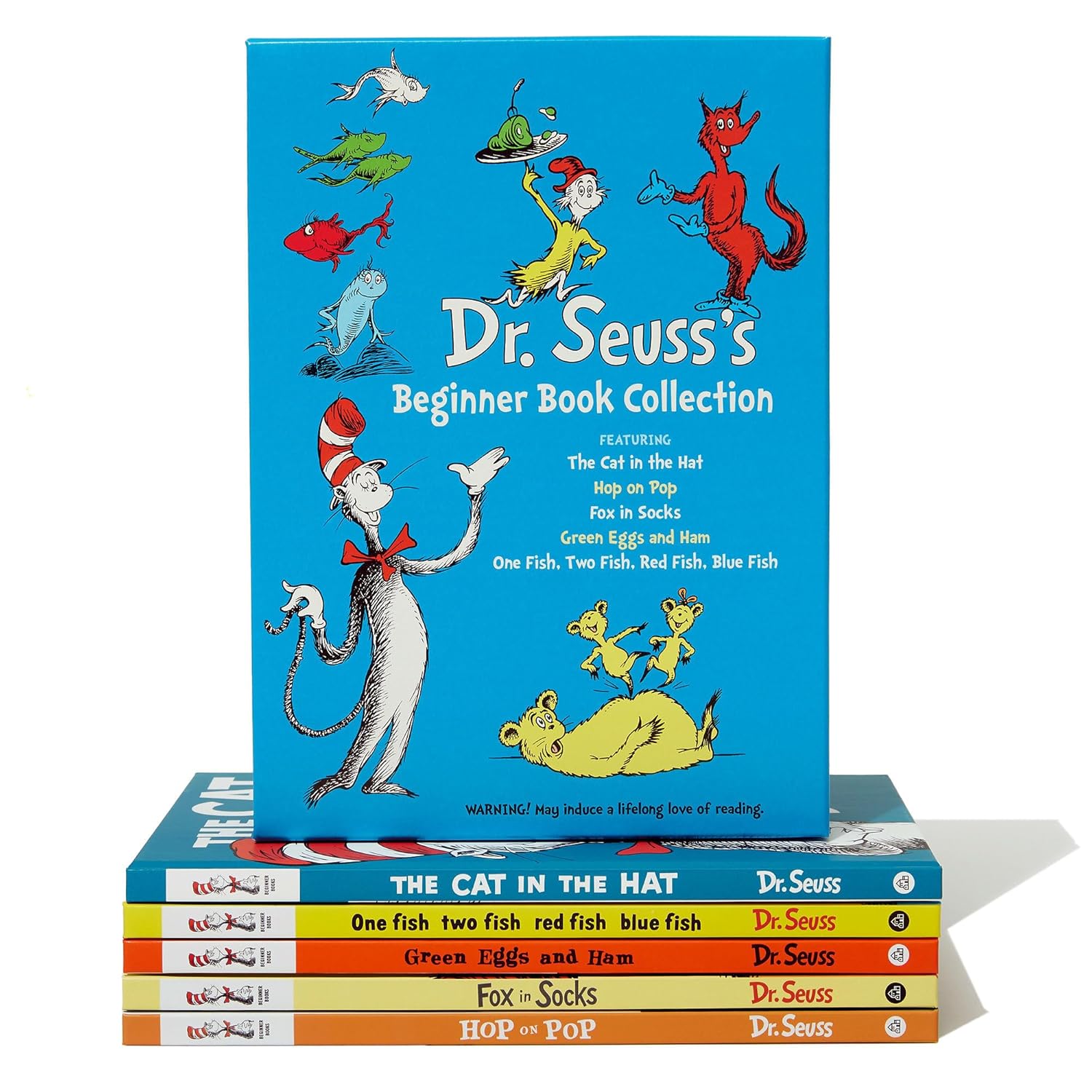 Dr. Seuss's Beginner Book Boxed Set Collection: The Cat in the Hat; One Fish Two Fish Red Fish Blue Fish; Green Eggs and Ham; Hop on Pop; Fox in Socks