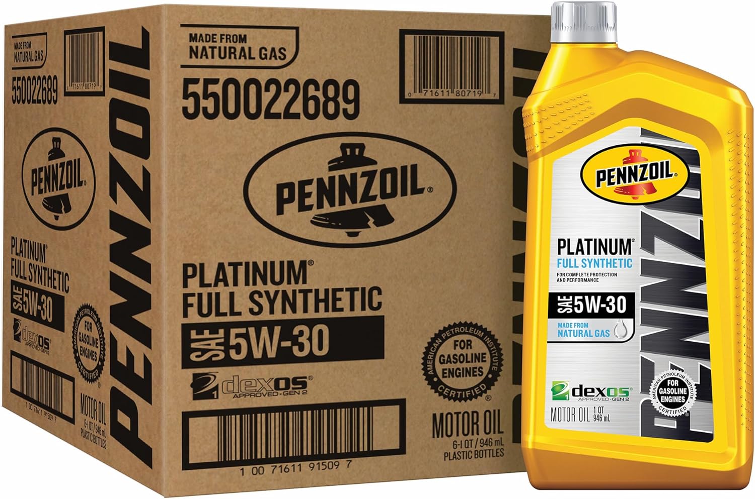 Pennzoil Platinum Full Synthetic 5W-30 Motor Oil (1-Quart, Case of 6)