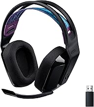 Logitech G535 Lightspeed Wireless Gaming Headset - Lightweight on-ear headphones, flip to mute mic, stereo, compatible with PC, PS4, PS5, USB rechargeable - Black