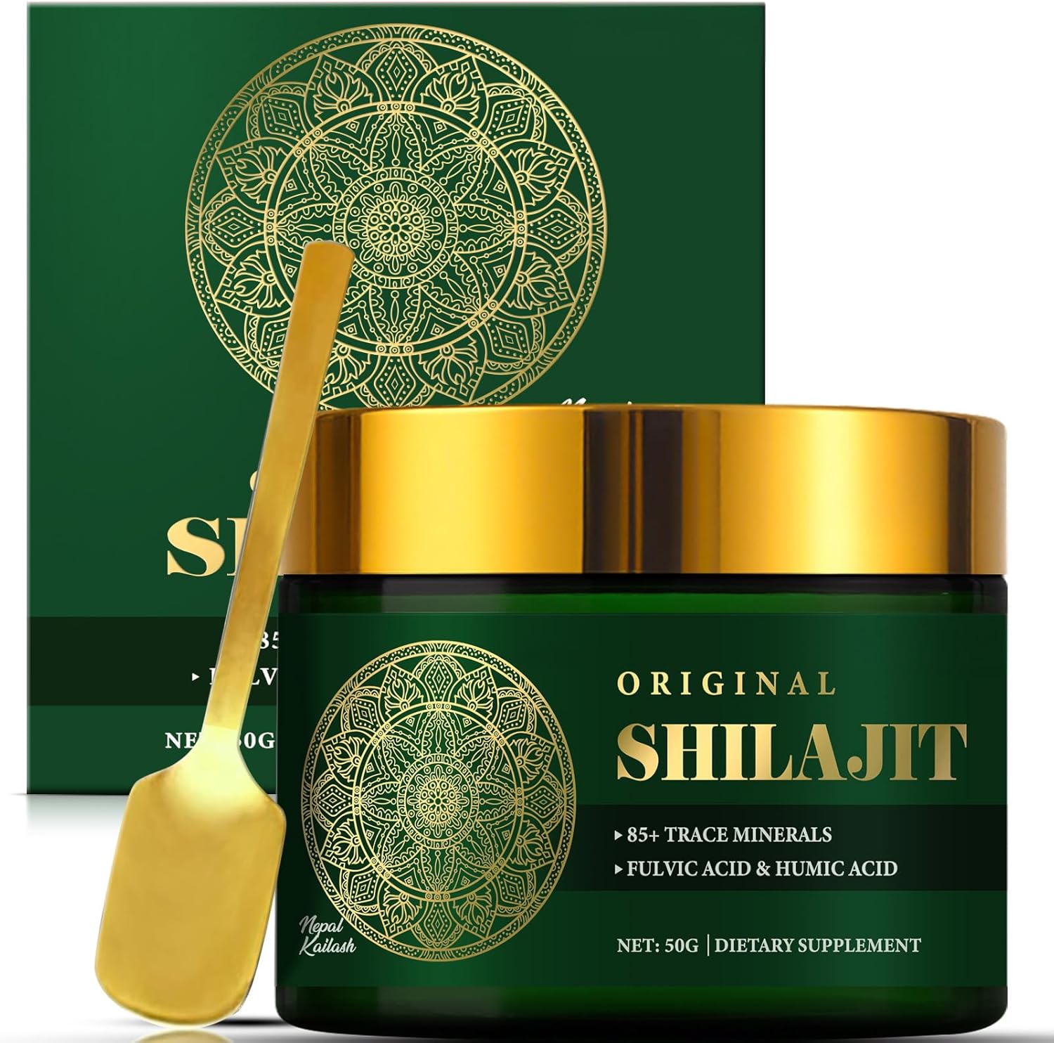 Shilajit Resin Himalayan 50ML 3 Months Supply, Pure Organic Shilajit with 85+ Trace Minerals and Fulvic Acid, Natural Supports Energy