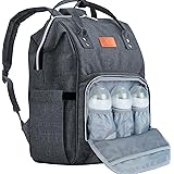KeaBabies Baby Diaper Bag Backpack - Baby Bag for Boys,Girls, Waterproof Multi Function Baby Backpack, Large Diaper Bags for Baby Girl, Baby Boy, Travel Diaper Bag with Changing Pad (Mystic Gray)