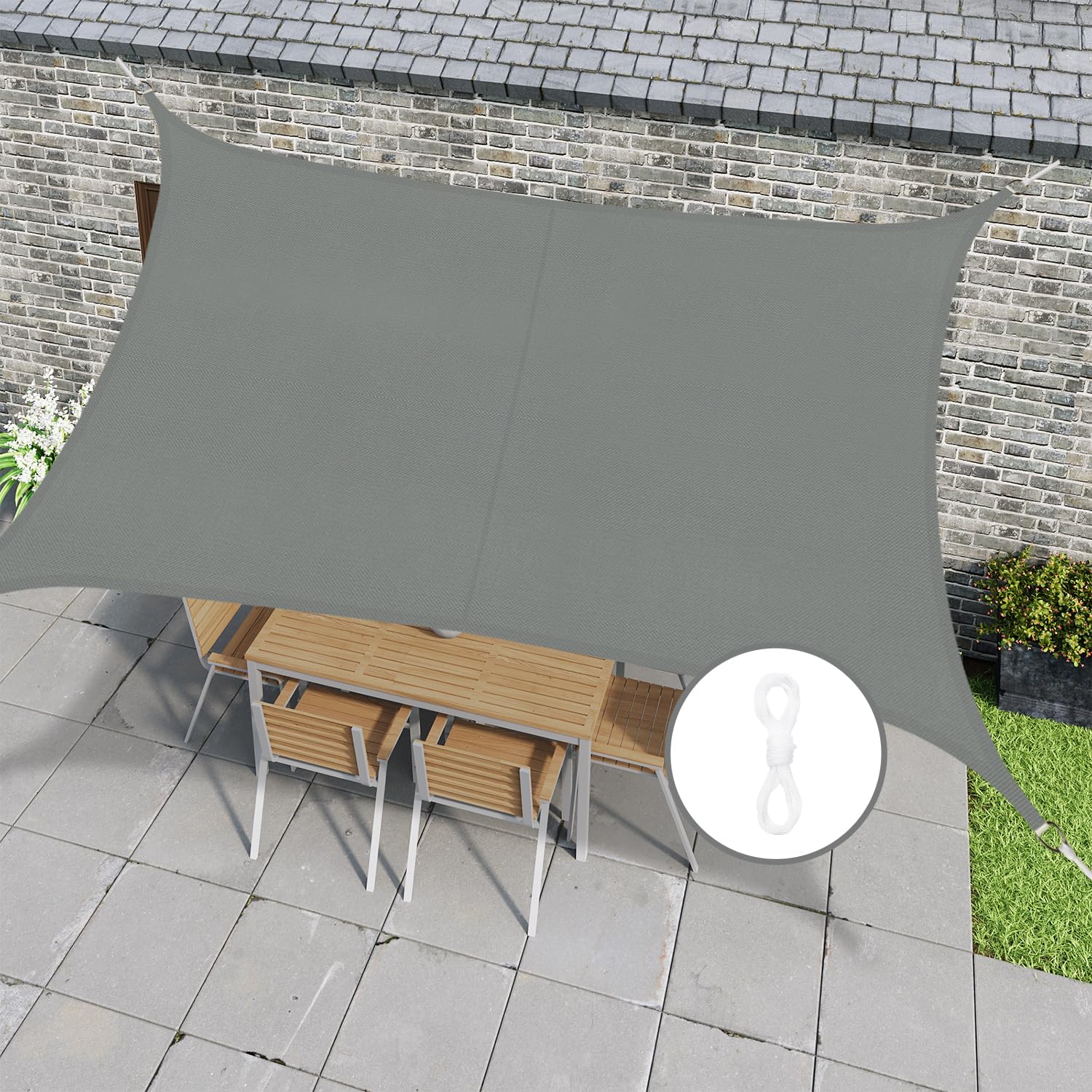 Cekene Sun Shade Sail Waterproof 3m x 4m Grey Rectangle Backyard Shade Canopy with Free Loop High-Density UV Block Shade Canopy Cover Durable Outdoor Sunshade Cloth for Deck Patio Garden Pool Outdoor