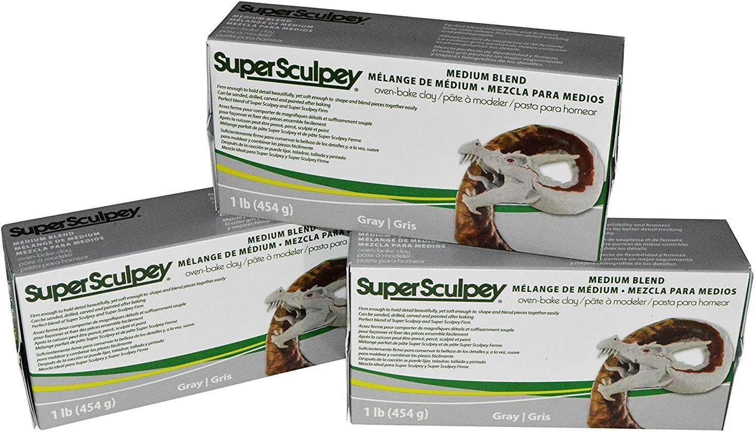 Sculpey Super Sculpturing Compound Medium Blend Gray Clay Pack of 3