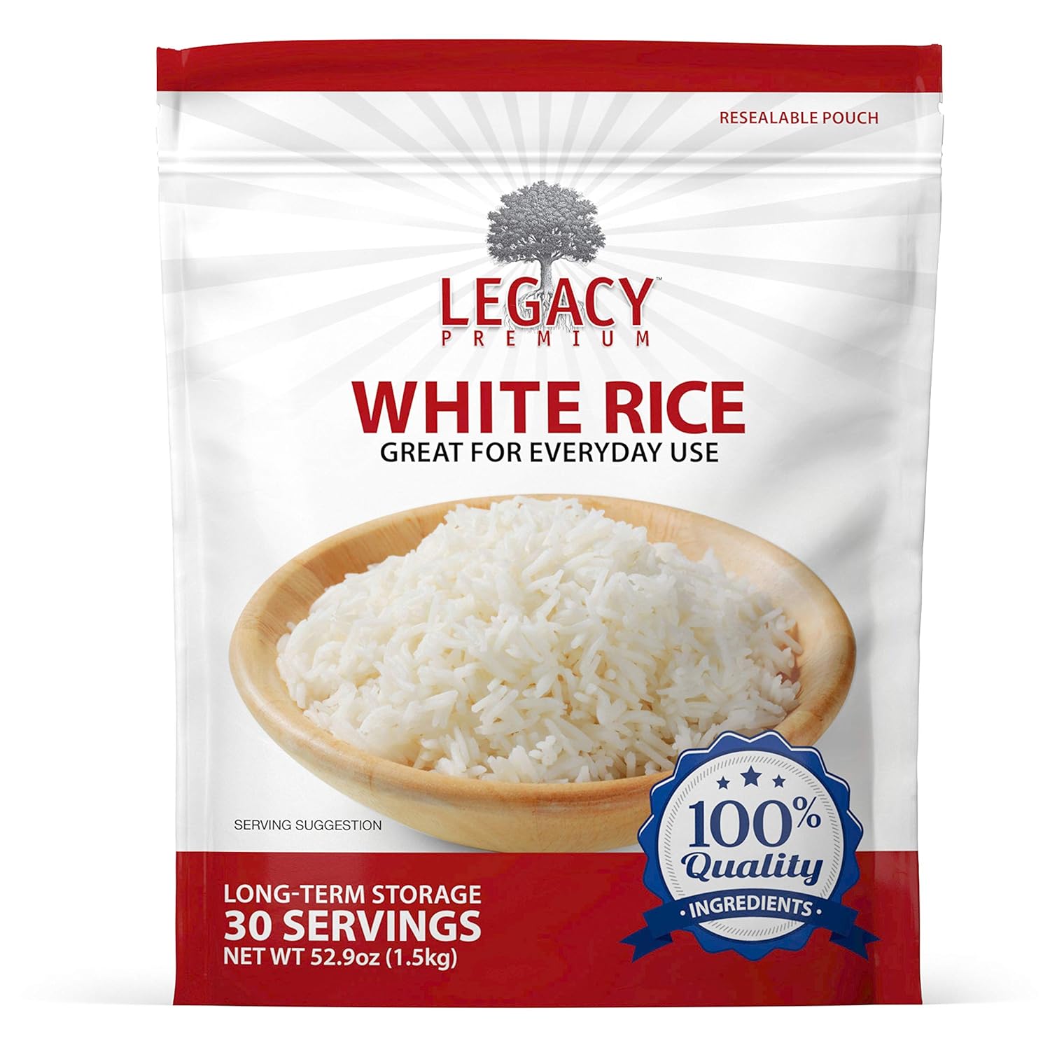 Legacy Essentials Long Term Parboiled Instant Rice - 20 Year Shelf Life White Rice for Emergency Food Storage Supply (Quantity 1)