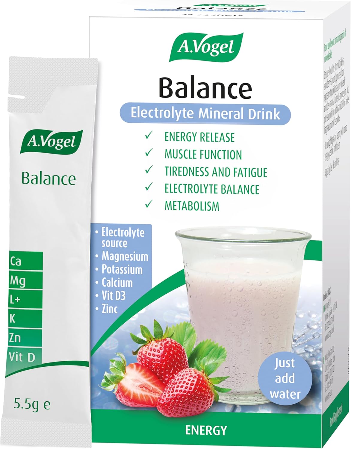 A.Vogel Balance Electrolyte Mineral Drink - Calcium, Magnesium, Zinc & Vitamin D - 21 Day Pack