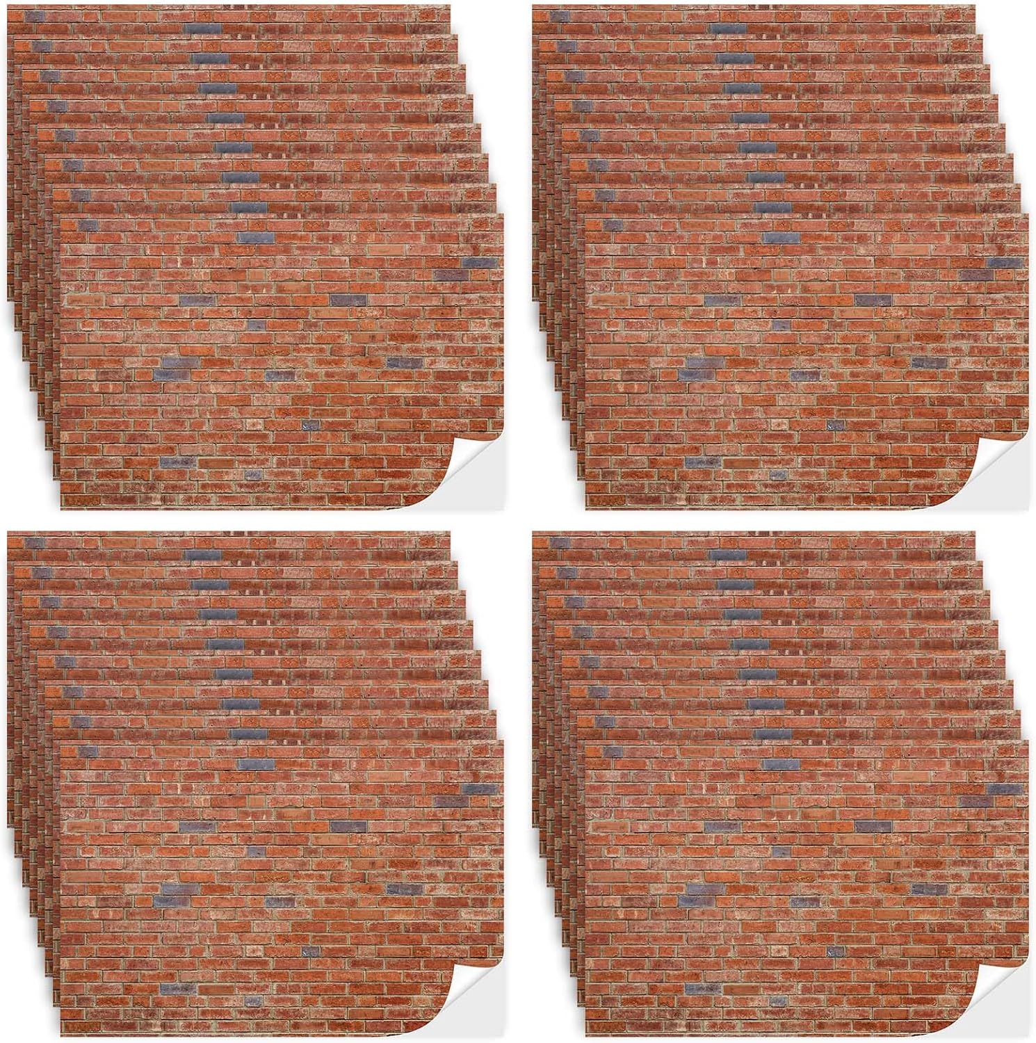 Flutesan 24 Pcs Miniature Dollhouse Wallpaper and Flooring Peel and Stick Mini DIY Self Adhesive Dollhouse Accessories 8.27 x 11.69 Inch (Red Clinker)