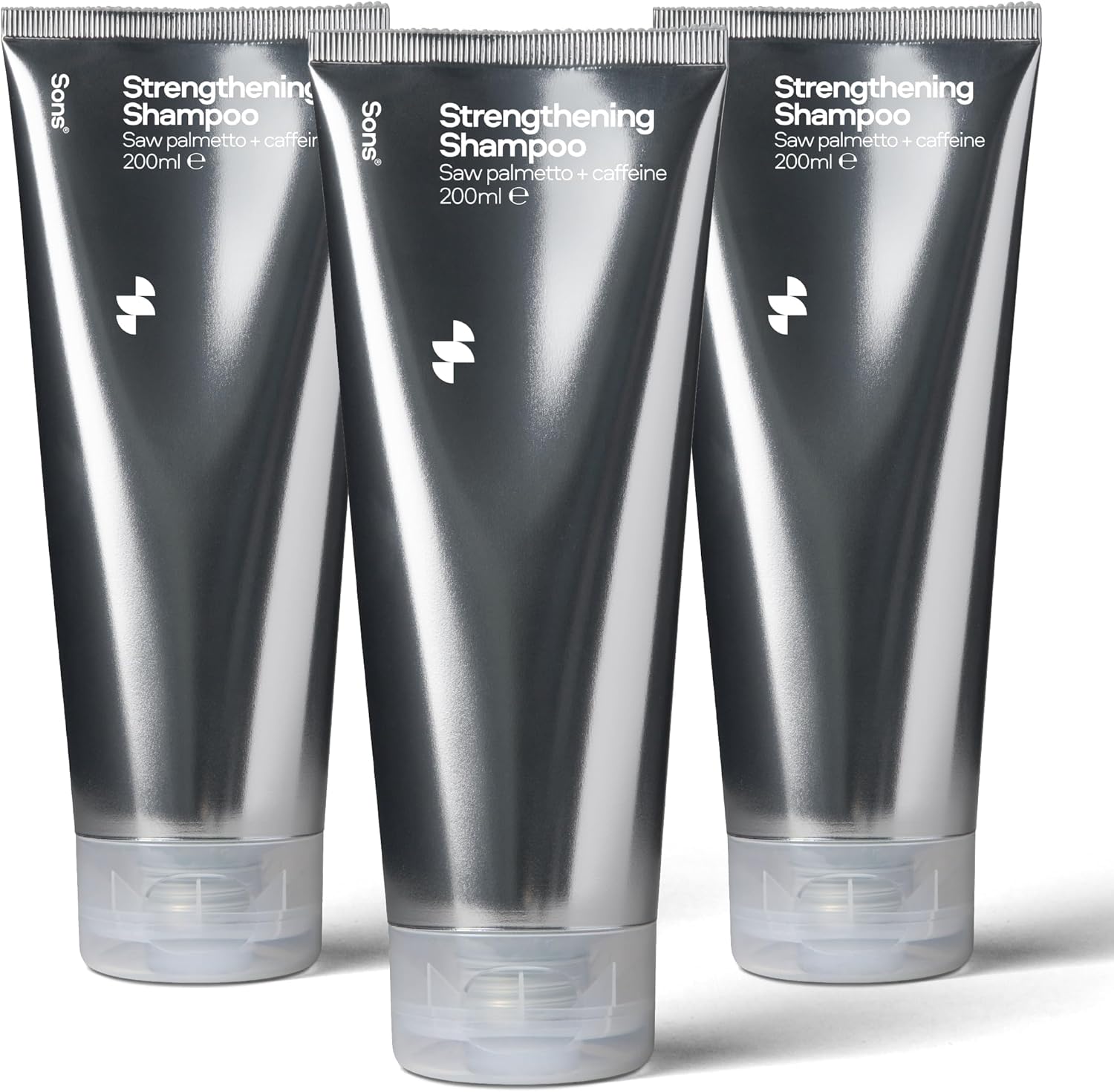 Sons Hair Growth Shampoo For Men. DHT Blocker. Thickening Formula Promotes Strong & Thick Regrowth. Contains Saw Palmetto, Argan Oil, Caffeine, & Rosemary. 3 Month Supply. Made in Europe.