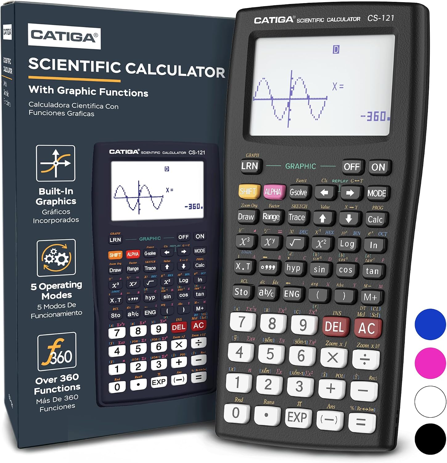 CATIGA Scientific Calculators with Graphic Functions, Graphing Calculators with Multiple Modes, Scientific Calculators for Students, High School or College Courses, Calculadora Cientifica, CS-121