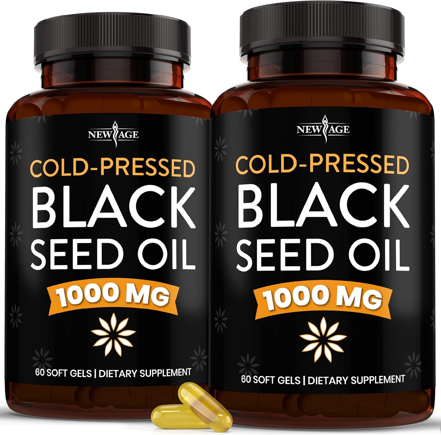 NEW AGE Black Seed Oil Softgel Capsules - Premium Cold-Pressed Nigella Sativa Producing Pure Black Cumin Seed Oil - Non-GMO & Vegetarian (120 Softgels)
