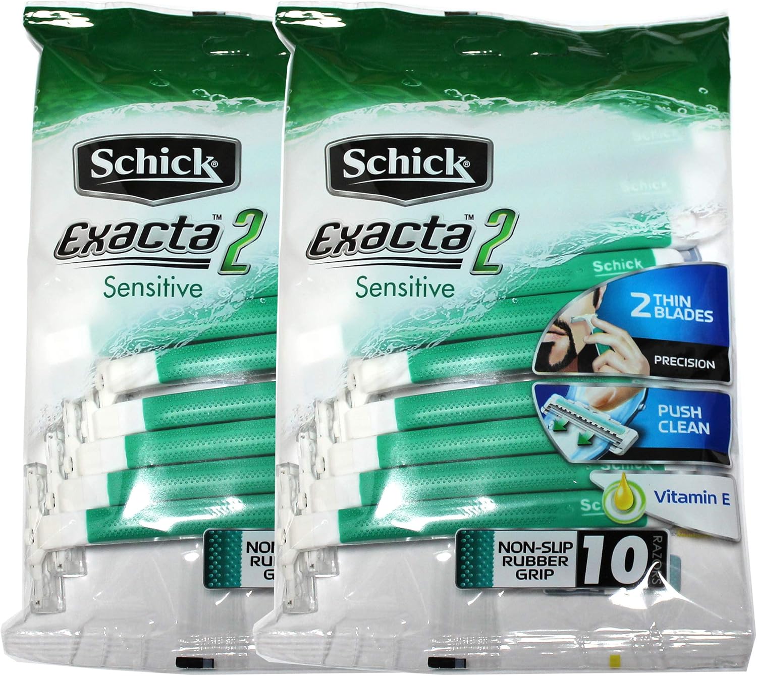 Schick Exacta2 Sensitive Disposable Razor, 10 Count(Pack Of 2)