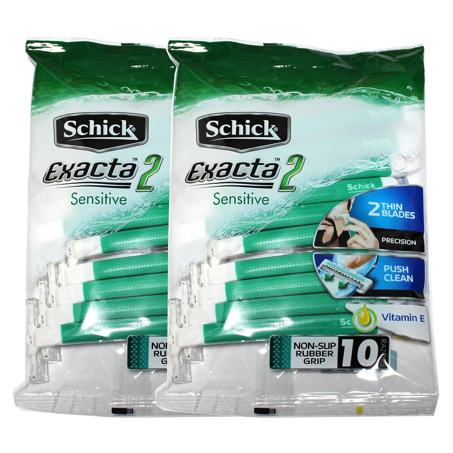 Schick Exacta2 Sensitive Disposable Razor, 10 Count(Pack of 2)