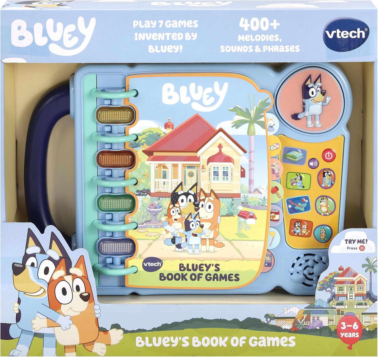 VTech Bluey’s Book of Games, Official Bluey Book, Interactive Childrens Book, Educational Activity Toy with 4 Learning Modes, Gift for Kids Ages 3, 4, 5, 6 Years, English Version